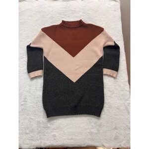 Main Strip 100% Rabbit hair Chevron Knit Mini Dress Brown,beige cream Cozy comfy